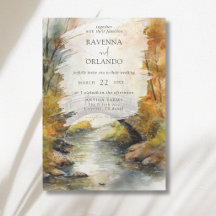 Herbst-Steinbrücke-Fluss-Blätter-Hochzeit