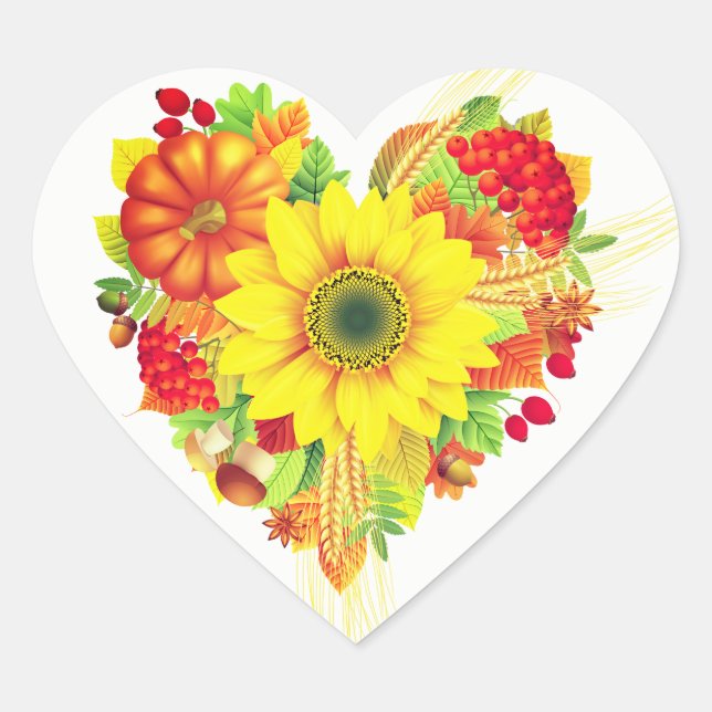 Herbst-Stickers Herz-Aufkleber (Vorderseite)