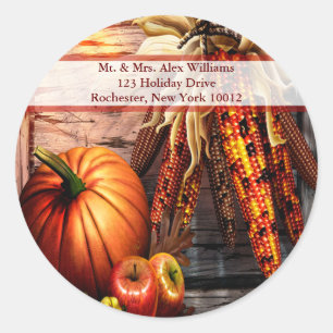 Herbst Stilleben Thanksgiving-Adressetiketten Runder Aufkleber