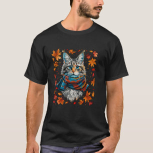 Herbst Stimmung Sibirische Katze Herbstsaison Ernt T-Shirt
