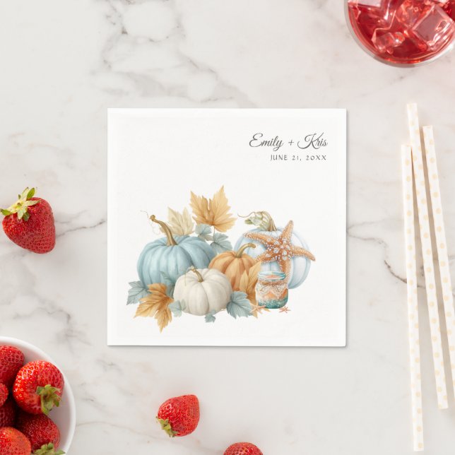 Herbst-Strand-Hochzeit Kürbis Serviette (Beispiel)