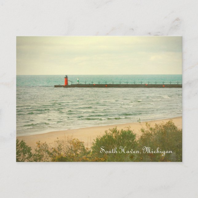Herbst-Südhaven Michigan Leuchtturm Postkarte (Vorderseite)
