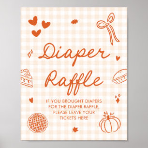 Herbst Süsse Pie Baby Dusche Windeln Raffle Game Poster