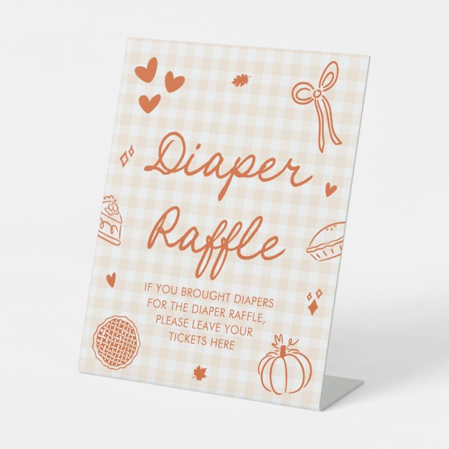 Herbst Süsse Pie Baby Dusche Windeln Raffle Game Sockelschild (Vorderseite)