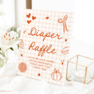 Herbst Süsse Pie Baby Dusche Windeln Raffle Game Sockelschild