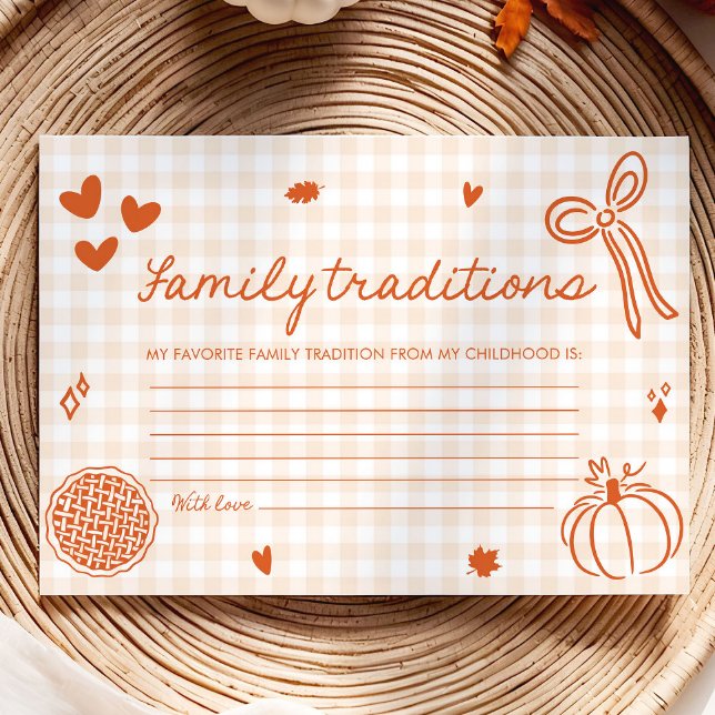 Herbst Süsse Pie Family Traditionen Kinderduschens Begleitkarte (Hand Drawn Fall Cutie Pie Family Traditions Baby Shower Game)