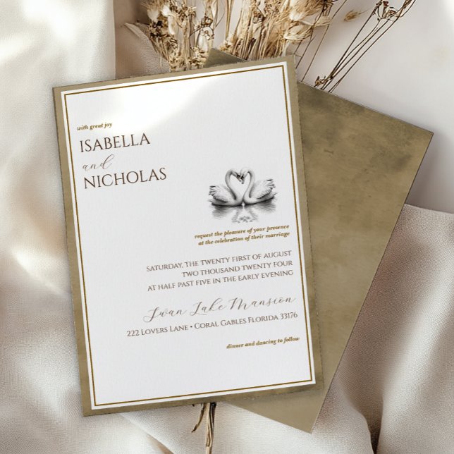 Herbst Swan Lake Wedite Einladung (Wedding Invite)