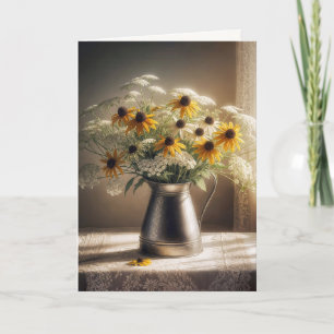 Herbst-Sympathie-Blumenstrauß auf Spitze Karte