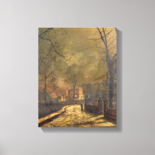 Herbst-Szene, Leeds, 1874 (Öl an Bord) Leinwanddruck