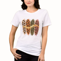 Herbst-T-Shirt mit Gepardendruck und goldenen Pins
