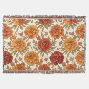 Herbst-Tagetes-Blumenmuster Decke