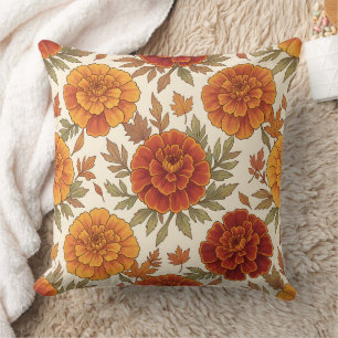 Herbst-Tagetes-Blumenmuster Kissen
