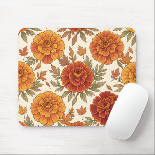 Herbst-Tagetes-Blumenmuster Mousepad