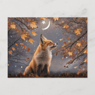 Herbst-Tagundnachtgleiche Fantasy Fuchs und Mond Feiertagspostkarte