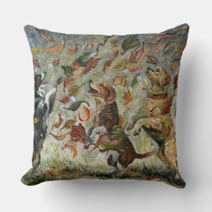 Herbst Tailwag Whimsical Golden Retriever Hunde Öl Kissen