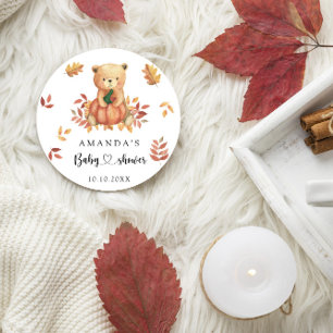 Herbst-Teddybär-Baby-Shower Runder Aufkleber
