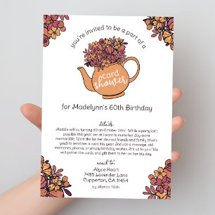 Herbst Teekanne 60. Geburtstag Card Shower per Pos Einladung