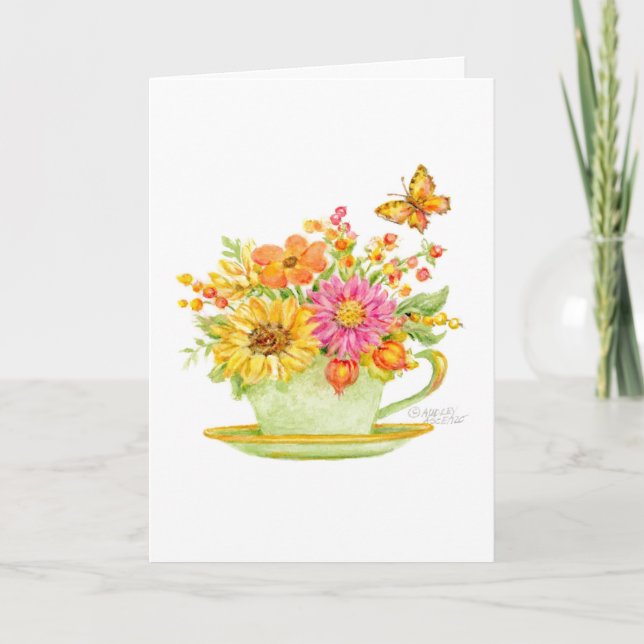 Herbst Teetasse Leere Karte Für Jeden Anlass (Vorderseite)