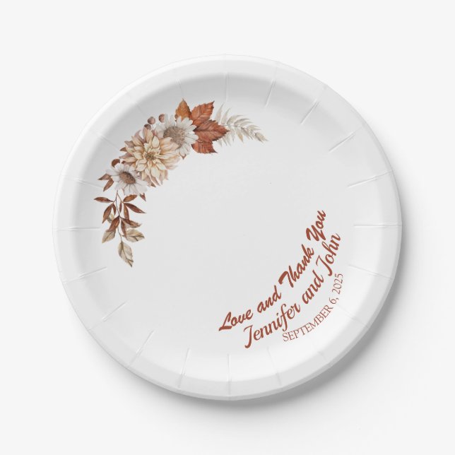 Herbst Terracotta Rustikale Hochzeit Pappteller (Vorderseite)