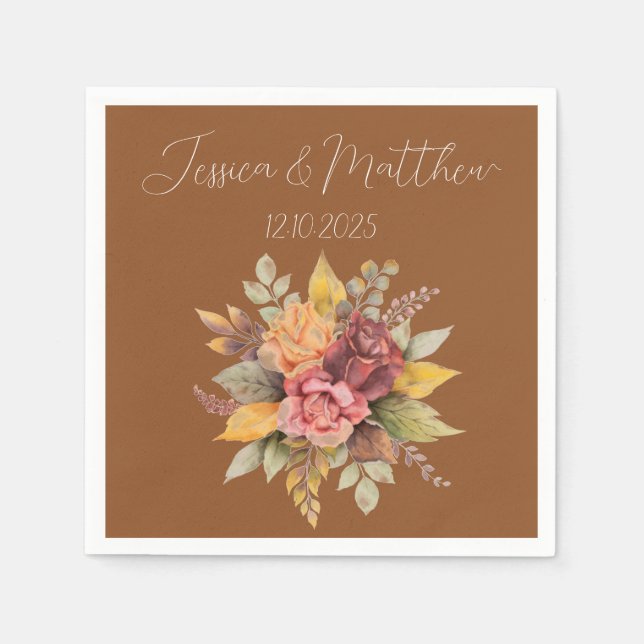 Herbst Terracotta Rustikale Hochzeit Serviette (Vorderseite)