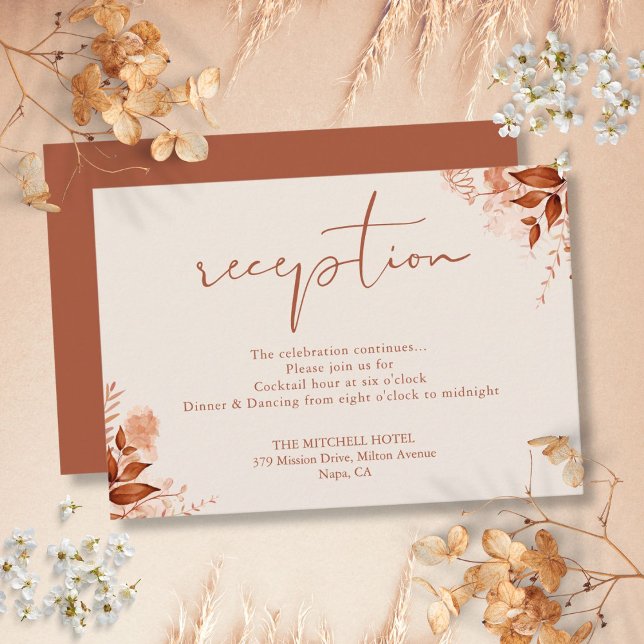 Herbst Terracotta Rustikale Hochzeitsempfehlung Begleitkarte (Autumn Fall Terracotta Rustic Wedding Reception Enclosure Card)