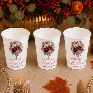 Herbst Terrakotta Blumen Brautparty Papierbecher