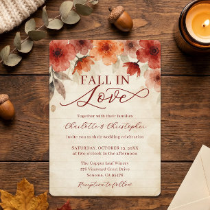 Herbst-Terrakotta-Blumen-Herbstliebe-Hochzeit Einladung