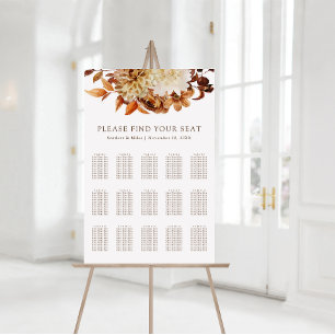 Herbst-Terrakotta-Floral-Hochzeits-Sitzplan Poster