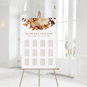 Herbst-Terrakotta-Floral-Hochzeits-Sitzplan Poster