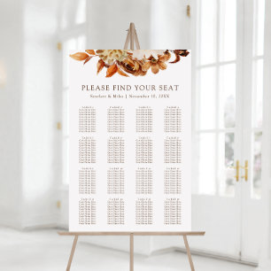 Herbst-Terrakotta-Floral-Hochzeits-Sitzplan Poster