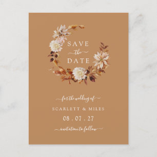 Herbst-Terrakotta-Kranz Hochzeit Save the Dates Ankündigungspostkarte