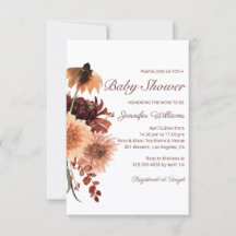 Herbst-Terrakotta-Rost-Blumen-Baby-Party