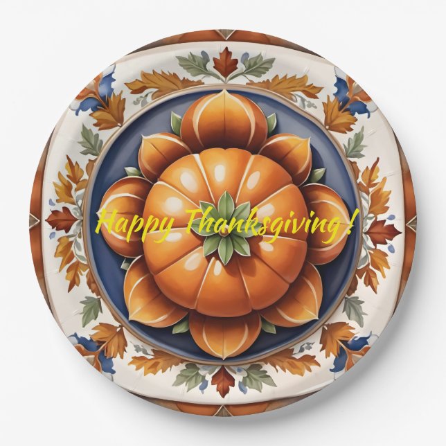 Herbst-Thanksgiving Trendy Pumpkin Collection Pappteller (Vorderseite)