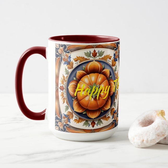 Herbst-Thanksgiving Trendy Pumpkin Collection Tasse (Mit Donut)