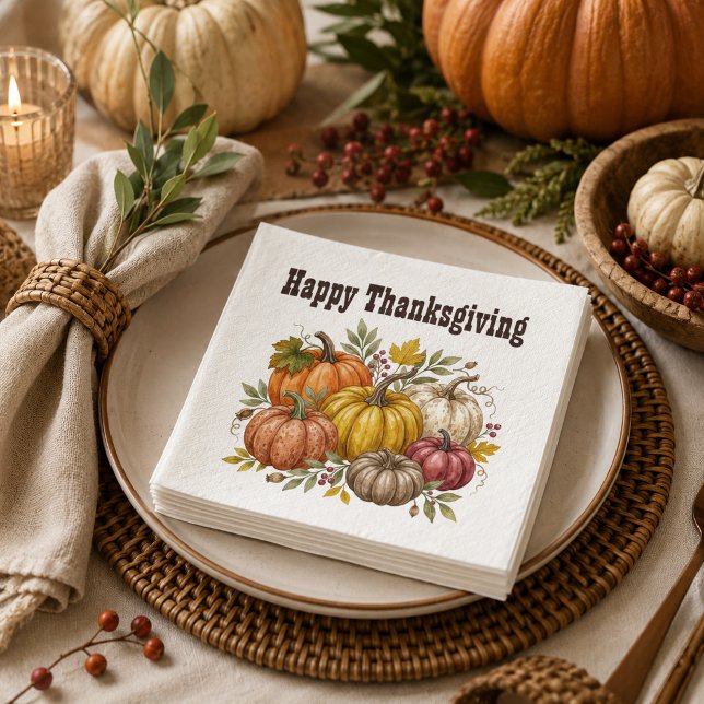 Herbst-Thanksgiving-Wasserfarben-Kürbis Serviette (Von Creator hochgeladen)