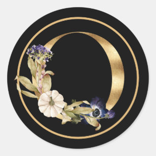 HERBST-THEMA GOLD-MONOGRAMM O MIT KÜRBISSEN RUNDER AUFKLEBER