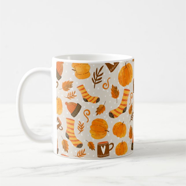 Herbst Thema Nahtloses Muster Tile Kaffeetasse (Links)