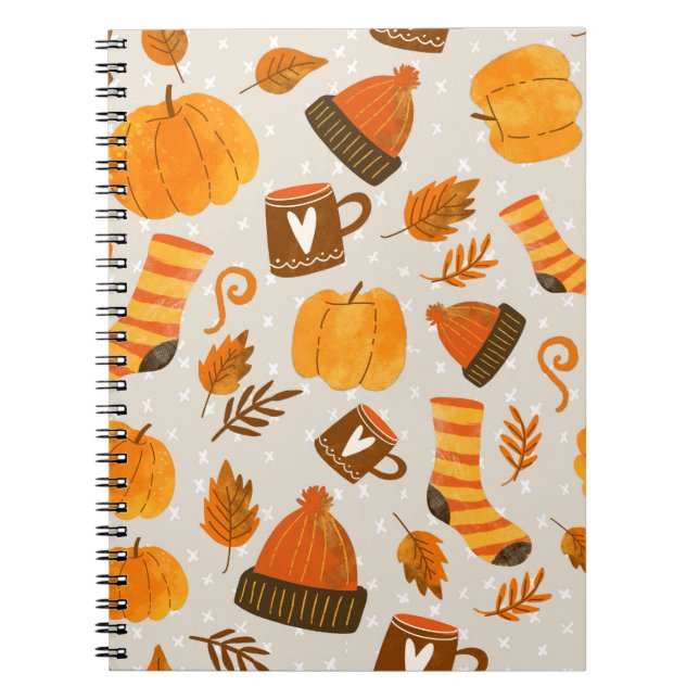 Herbst Thema Nahtloses Muster Tile Notizblock (Vorderseite)