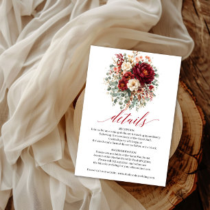 Herbst Tiefrote Florale Boho Eukalyptus-Details   Begleitkarte