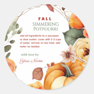 Herbst-Topf-Simmering-Potpourri Runder Aufkleber