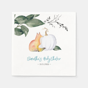 Herbst tropischer Fuchs und weißer Pumpkin Napkins Serviette