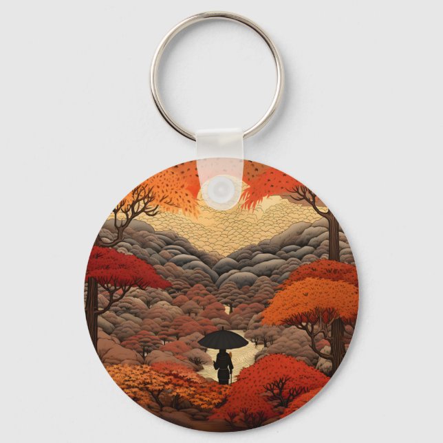 Herbst Ukiyo-e Japan Schlüsselanhänger (Vorderseite)