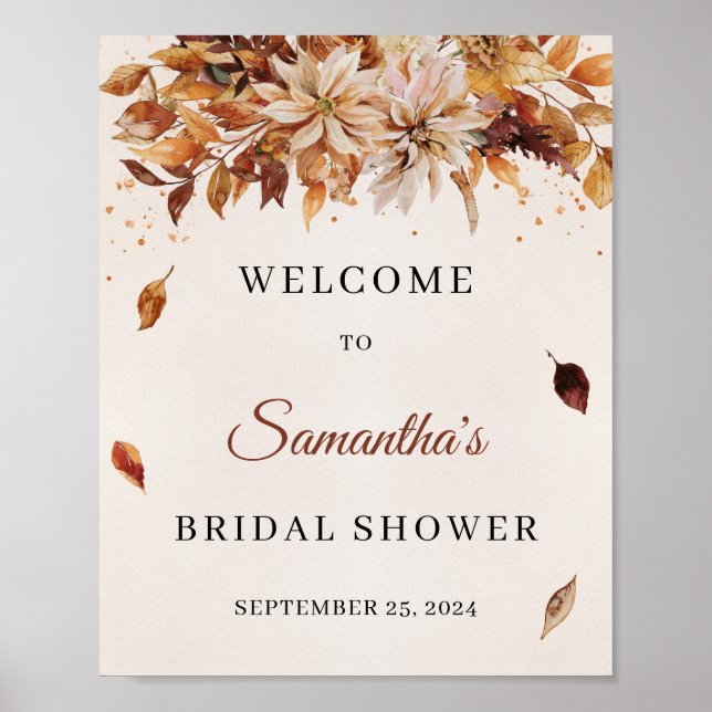 Herbst und Herbst Blume Marigold Boho Begrüßungsze Poster (Vorne)