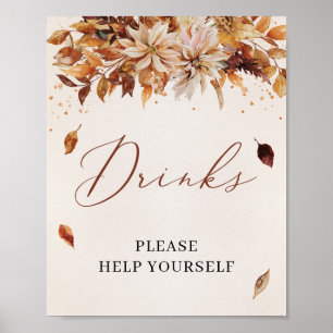 Herbst und Herbst Blume Marigold Boho Drinks Zeich Poster