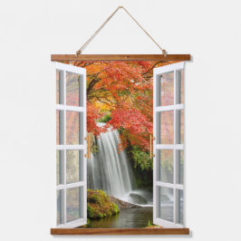 Herbst und Herbstgebirge Landschaft Wandteppich Mit Holzrahmen