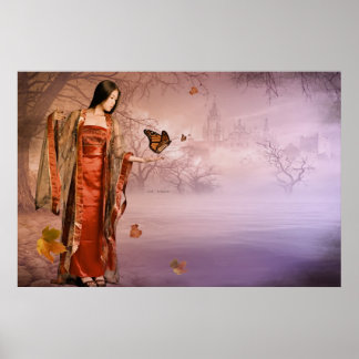 Herbst und Monarchschmetterlinge Poster