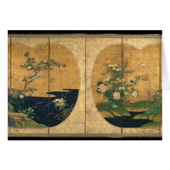 Herbst und Winter-Blumen und Vögel (Vorderseite (Horizontal))