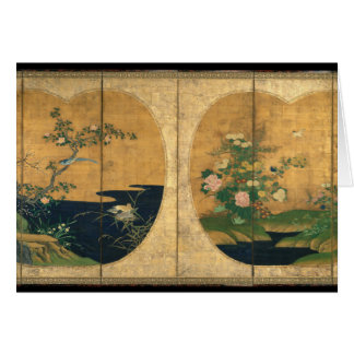 Herbst- und Winterblumen und -vögel