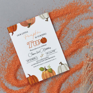 Herbst unser kleiner Kürbis, der zwei 2. Geburtsta Einladung