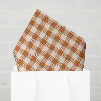 Herbst verbranntes Orange Gingham-Muster Herbst Ka Seidenpapier